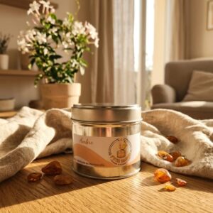 Bougie Parfumée « Ambre » – L’Élégance